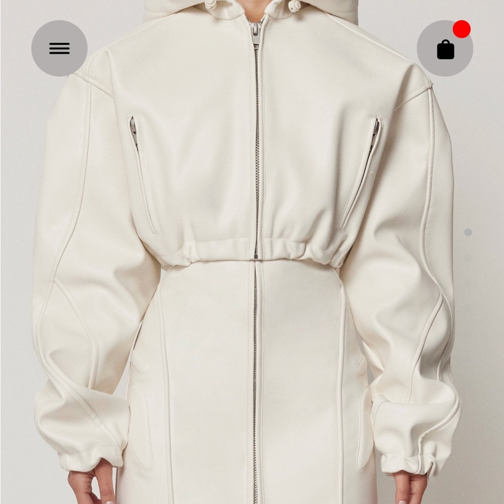 Faux Leather Cropped Hooded Jacket khy